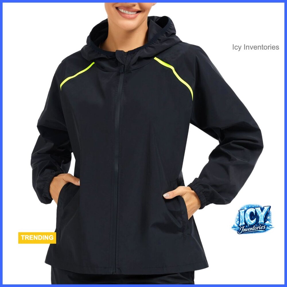 Waterproof Polyester Rain Jacket with Hood Packable for Hiking Travel